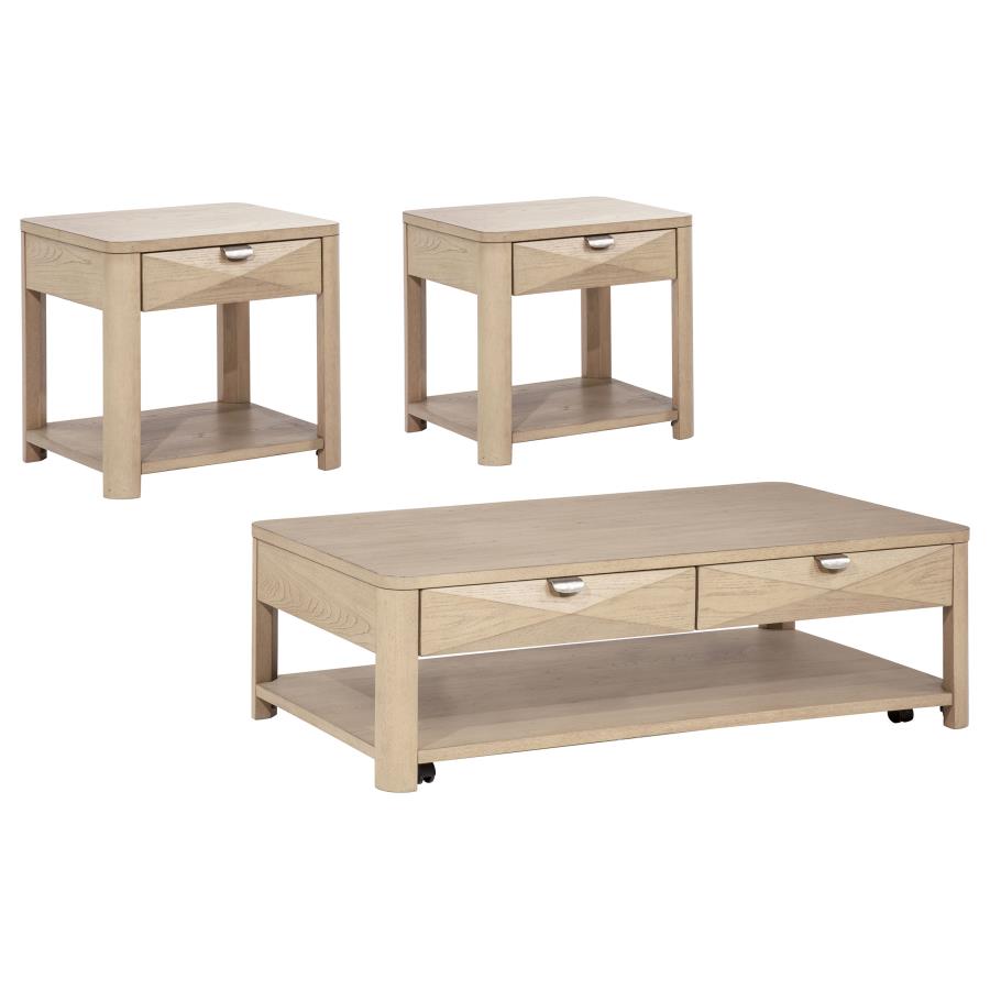 Marcelo 3-piece Coffee Table Set with Storage Light Elm