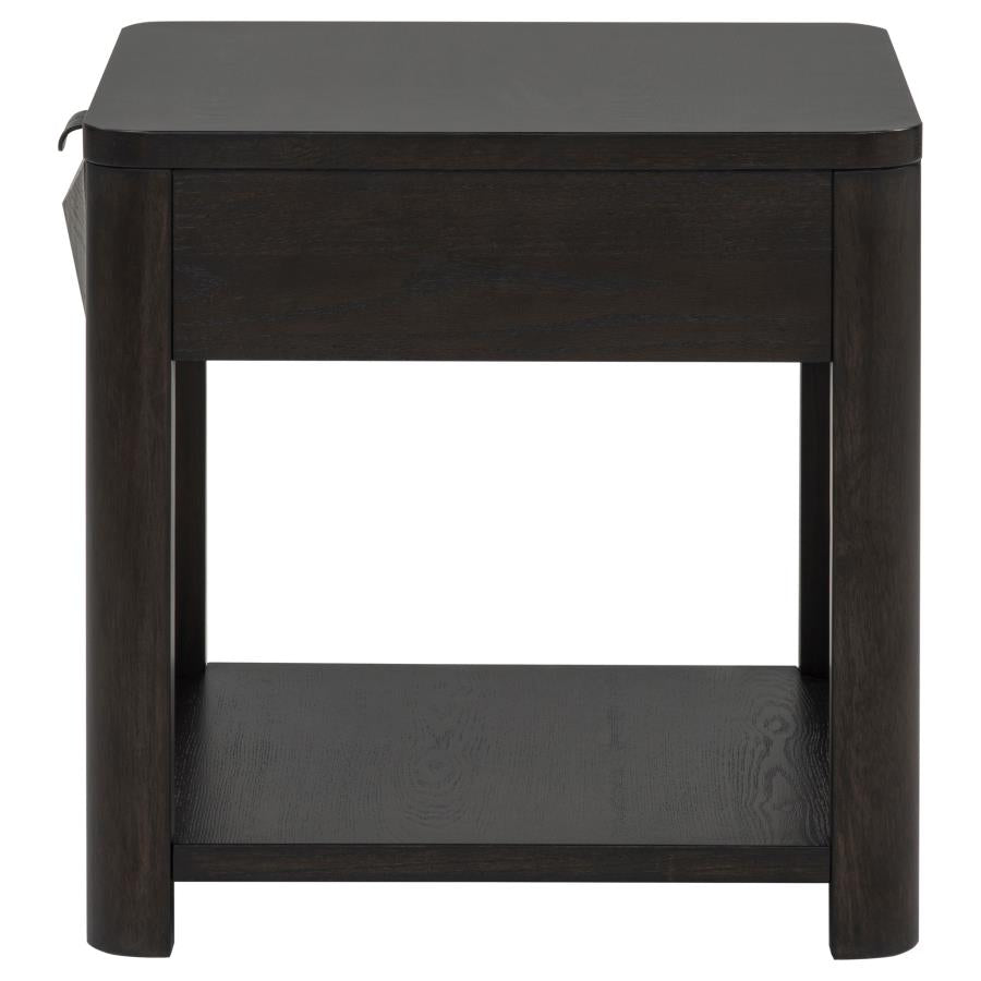 Marcelo Wood End Table with Drawer and Shelf Coffee