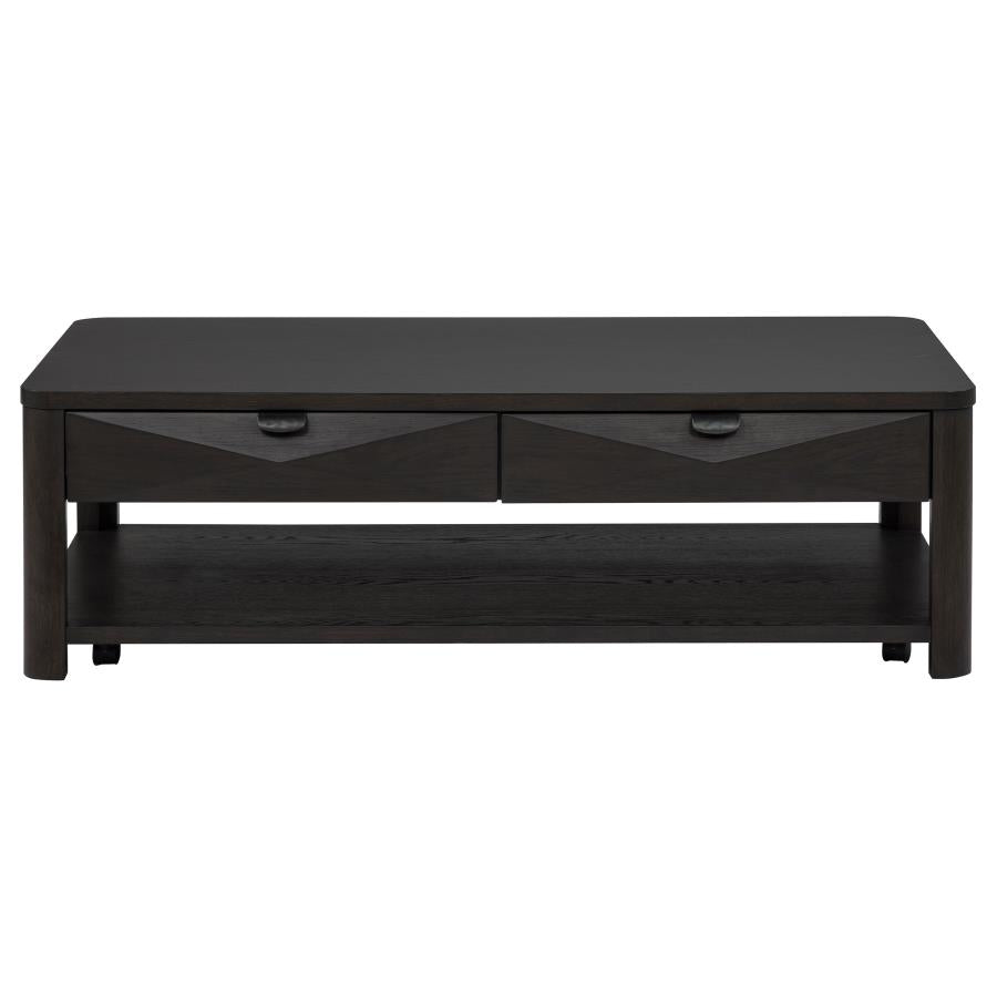 Marcelo Wood Coffee Table with 2 Drawers and Shelf Coffee