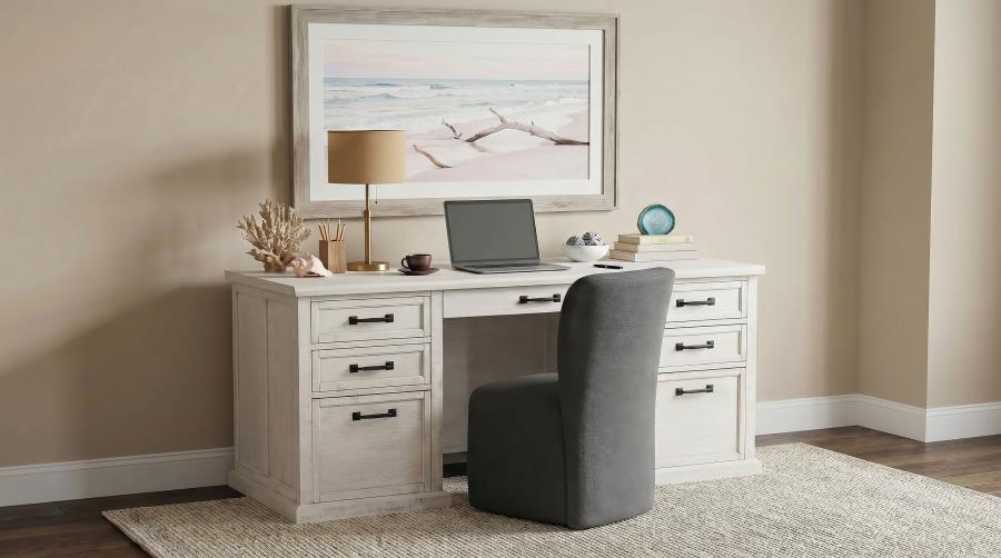 Altidore 68-inch 7-drawer Executive Home Office Desk Distressed White