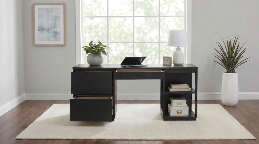 Harkes 75-inch 3-drawer Computer Desk with Adjustable Shelf Coffee Bean
