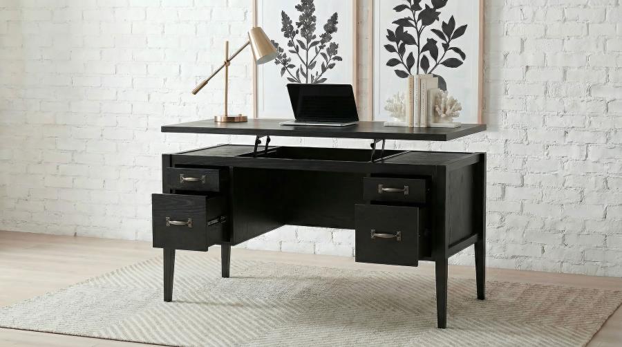 Graham 4-Drawer Lift-Top Computer Desk Black