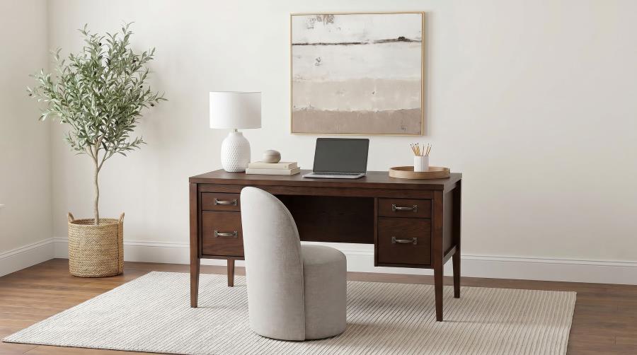 Graham 4-Drawer Lift-Top Computer Desk Walnut Brown