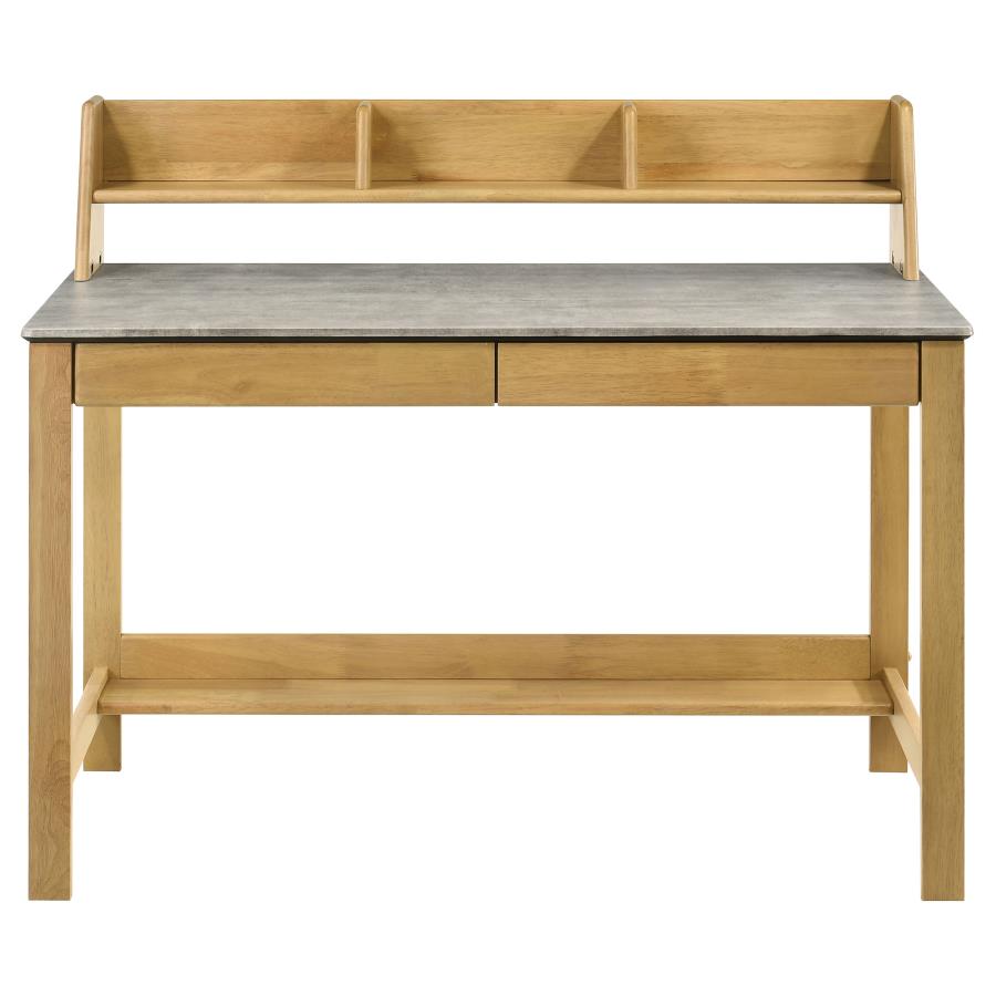 Besler 47-inch SmartTop Writing Desk with Shelf Cement and Natural