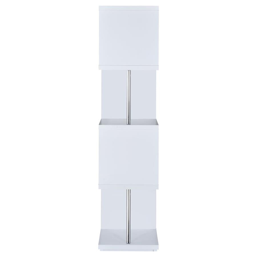 Baxter 67-inch 4-shelf Bookshelf White and Chrome