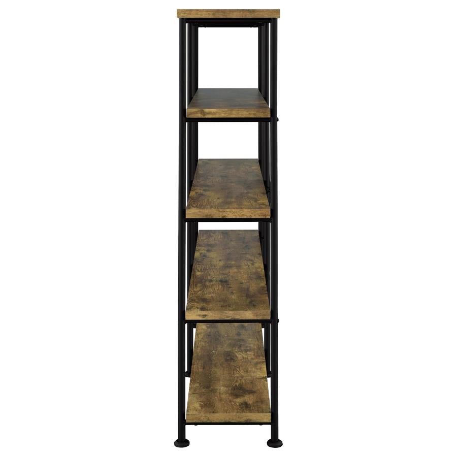 Analiese 63-inch 4-shelf Double Bookshelf Rustic Nutmeg