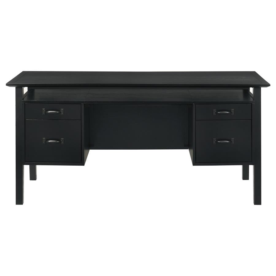Goodson 64-inch 4-Drawer Double Pedestal Computer Desk Black