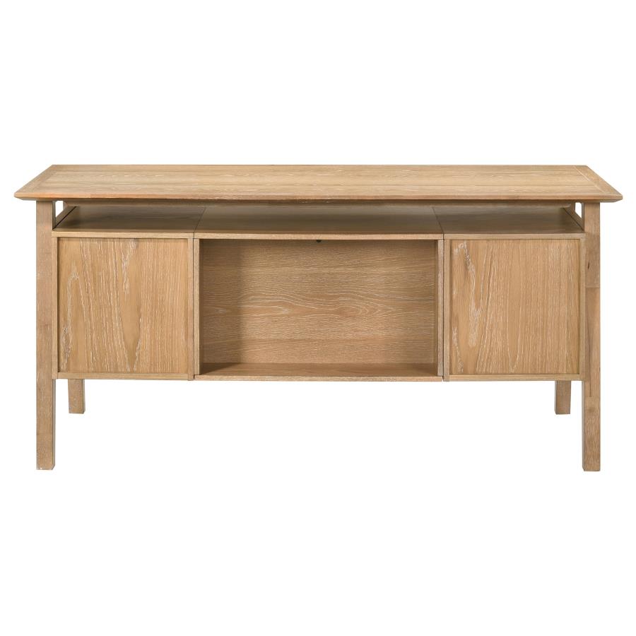 Goodson 64-inch 4-Drawer Double Pedestal Computer Desk Distressed Light Brown