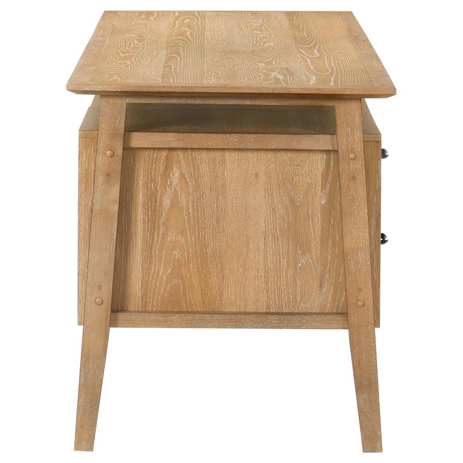 Goodson 64-inch 4-Drawer Double Pedestal Computer Desk Distressed Light Brown