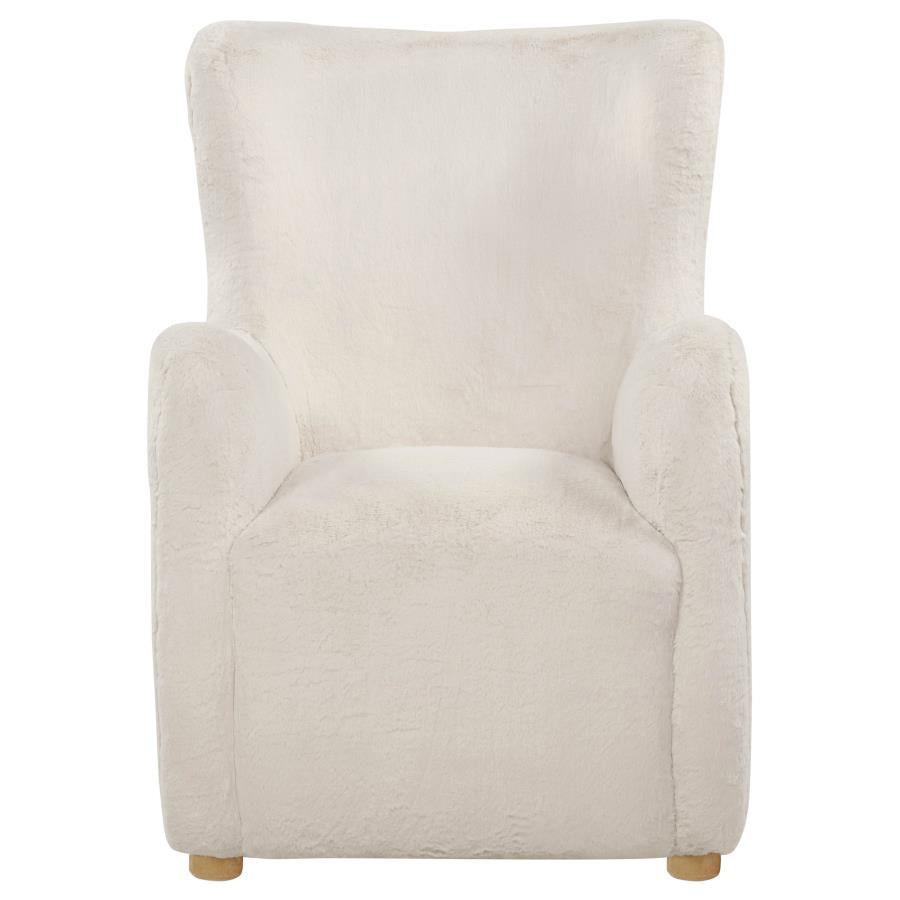 Thornton Faux Fur Upholstered Wingback Lounge Accent Chair Ivory