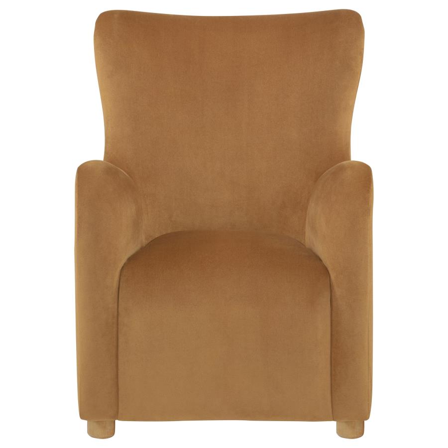 Thornton Velvet Upholstered Wingback Lounge Accent Chair Cognac