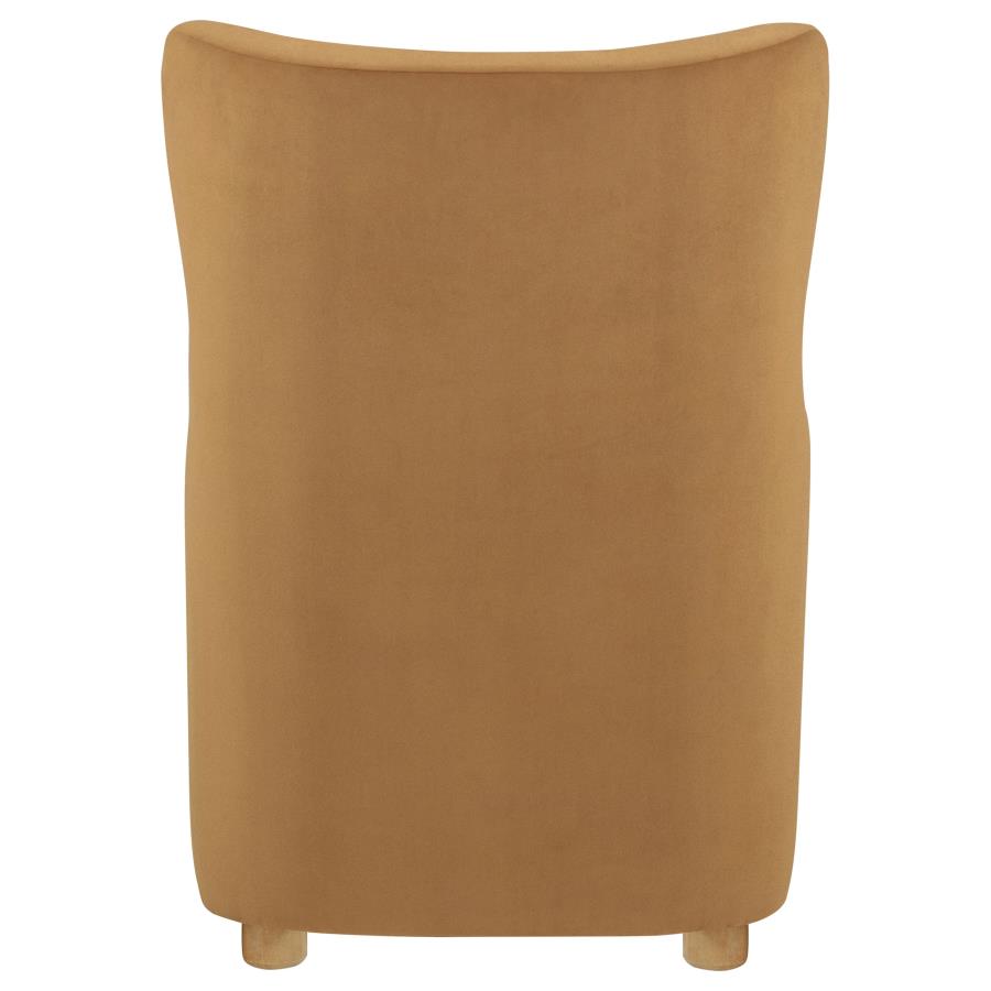 Thornton Velvet Upholstered Wingback Lounge Accent Chair Cognac