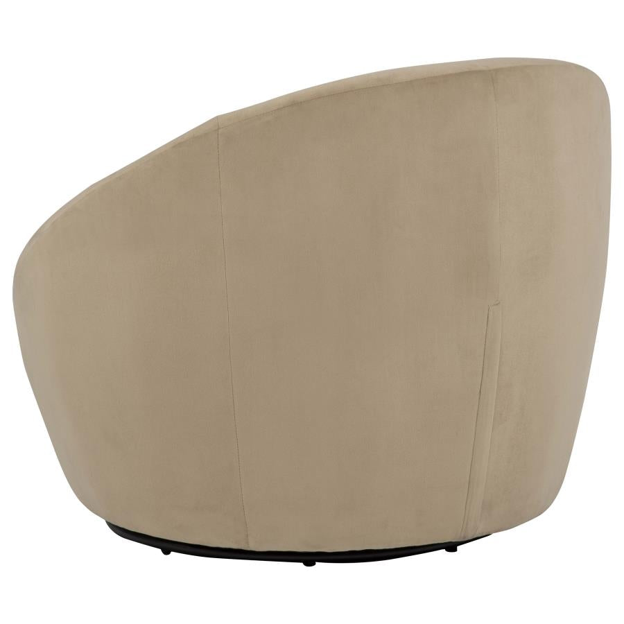 Myernick Velvet Upholstered Swivel Accent Chair Camel