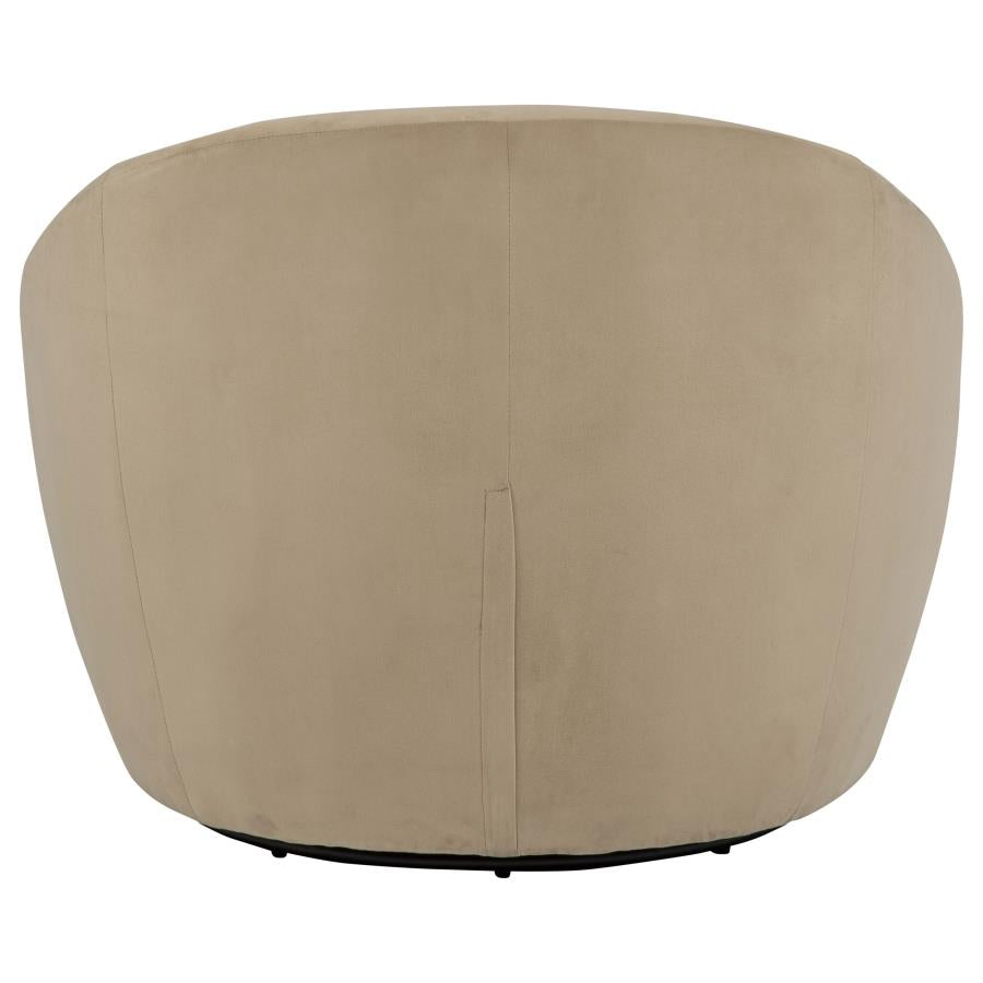Myernick Velvet Upholstered Swivel Accent Chair Camel