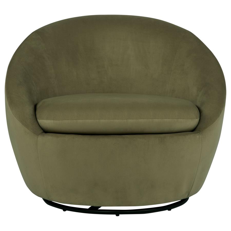 Myernick Velvet Upholstered Swivel Accent Chair Olive