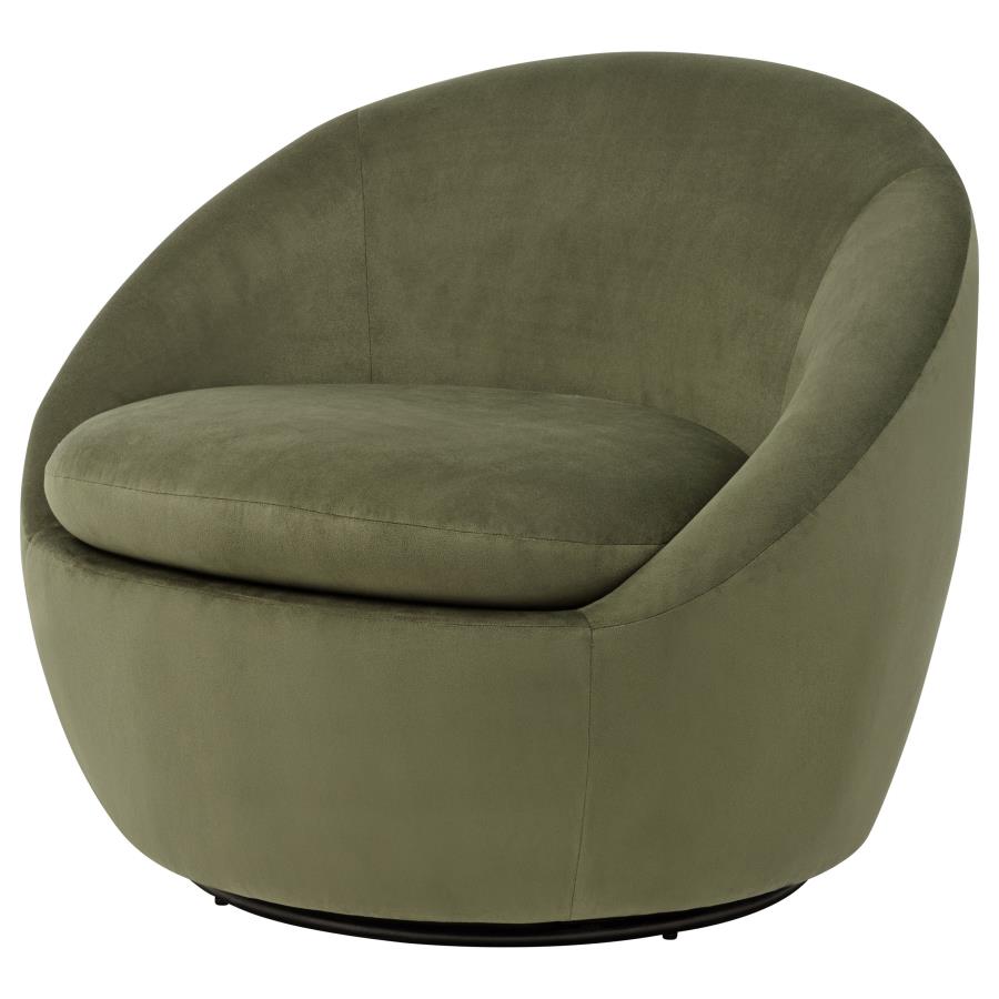 Myernick Velvet Upholstered Swivel Accent Chair Olive