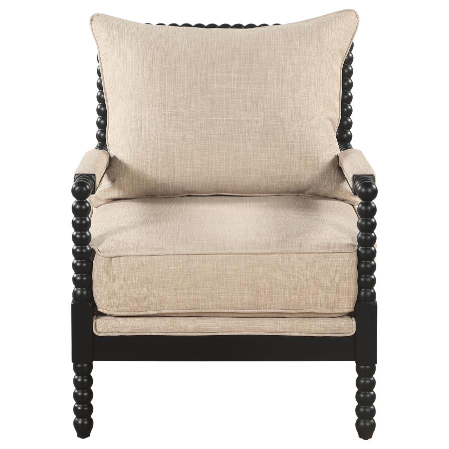 Blanchett Upholstered Bobbin Accent Chair Beige and Black