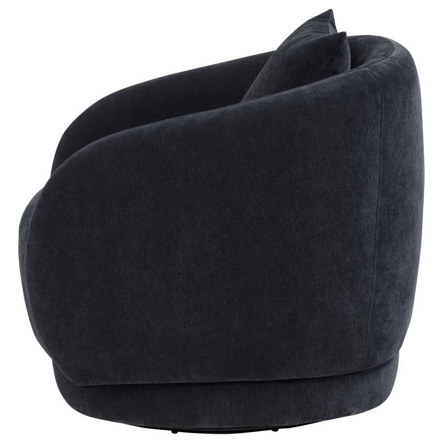 Arnaud Chenille Upholstered Swivel Accent Chair Navy