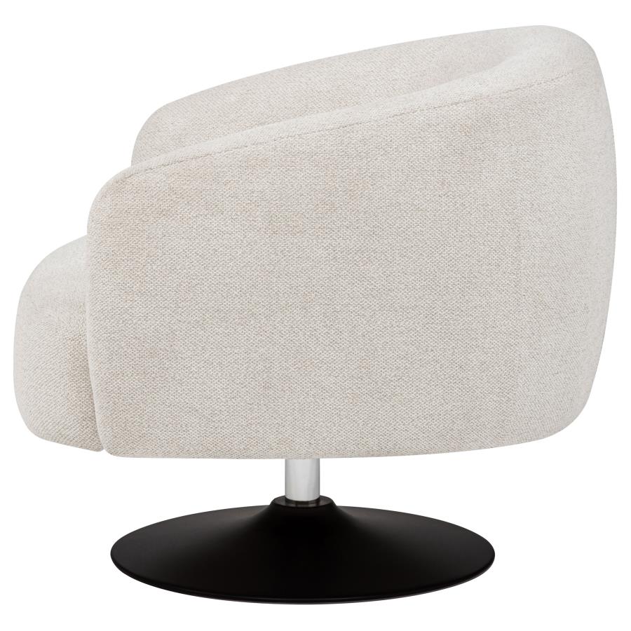 Dave Upholstered Barrel Back Swivel Club Chair Beige
