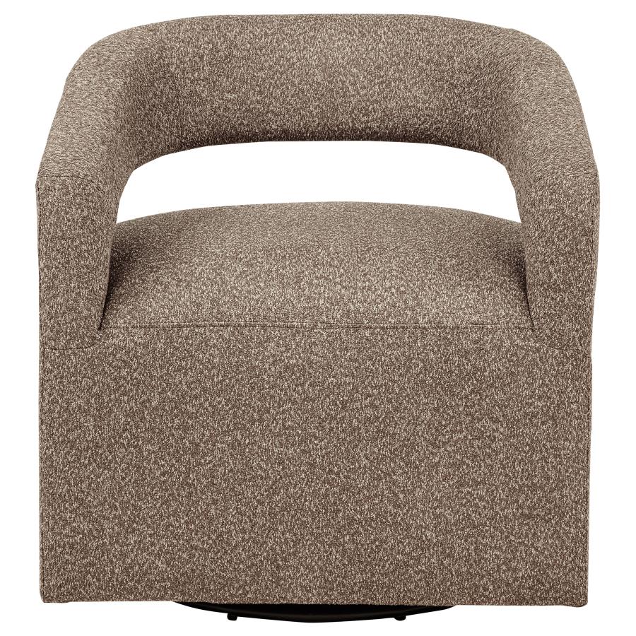 Westhill Boucle Upholstered Swivel Accent Chair Rocky Road