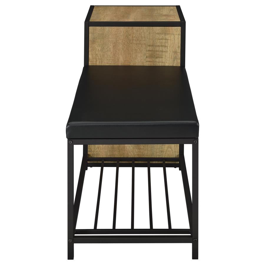 Martino Shoe Storage Entryway Bench with Cabinet Mango and Black