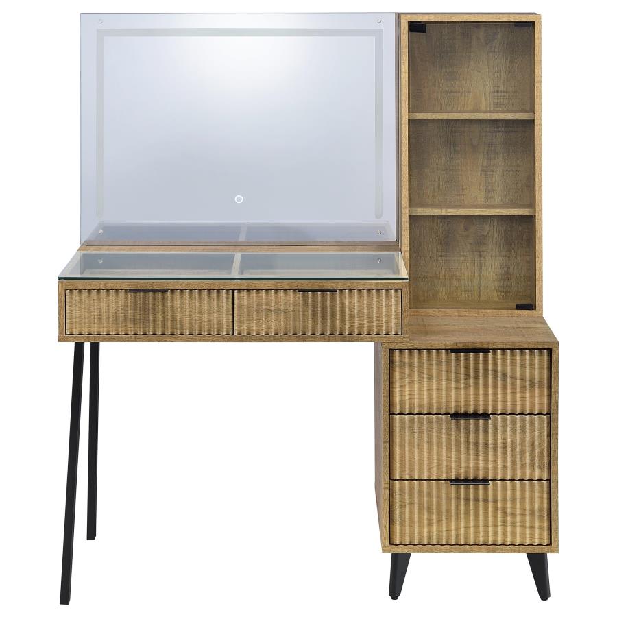 Souza 5-Drawer Makeup Vanity Table With LED Mirror Mango