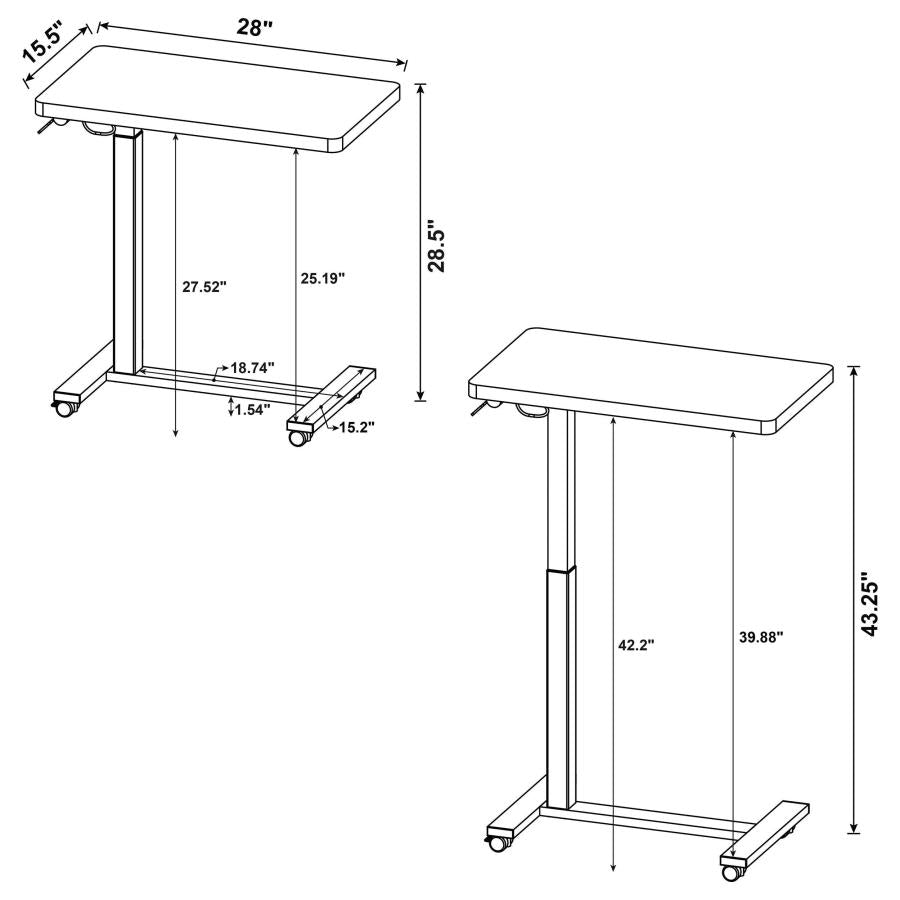Westpark Pneumatic Adjustable C-Shape Side Table with Casters Mango