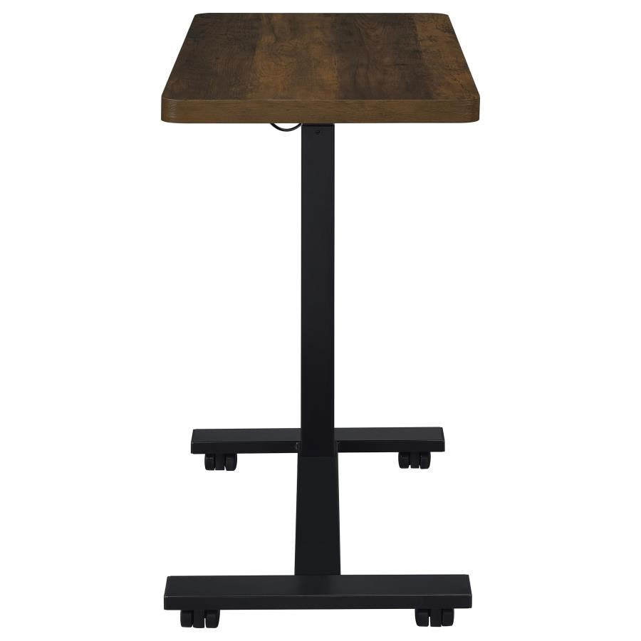 Westpark Pneumatic Adjustable C-Shape Side Table with Casters Dark Pine