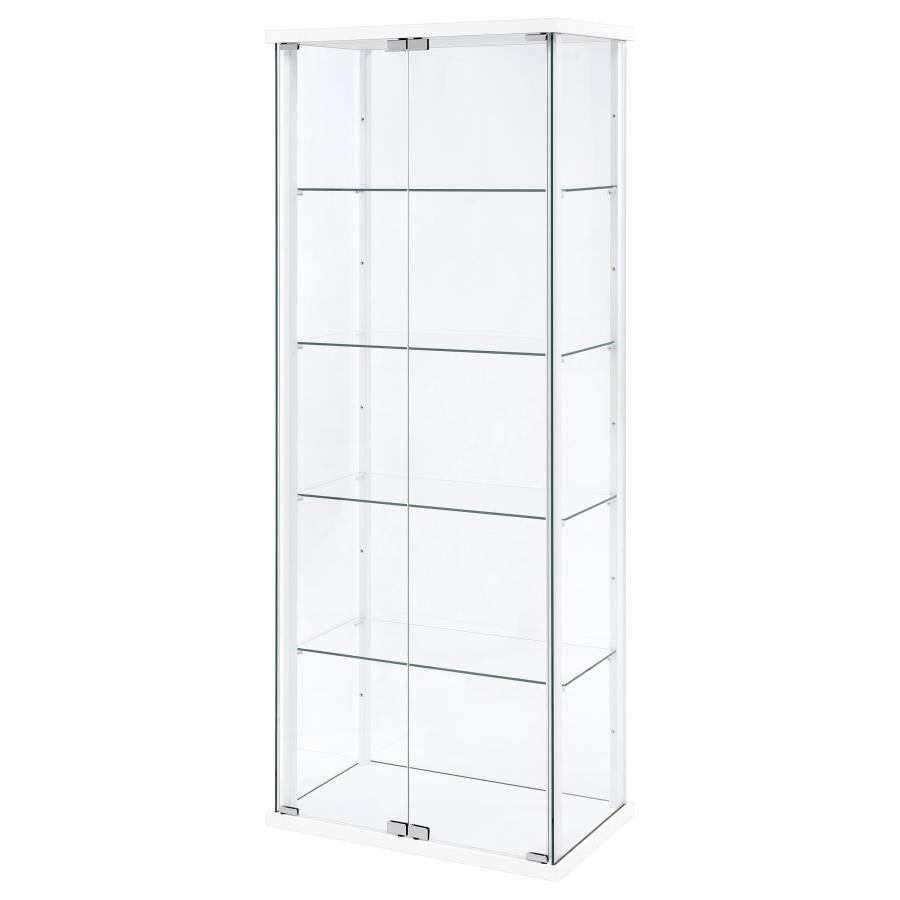Delphinium 4-Shelf Clear Glass Curio Display Cabinet White