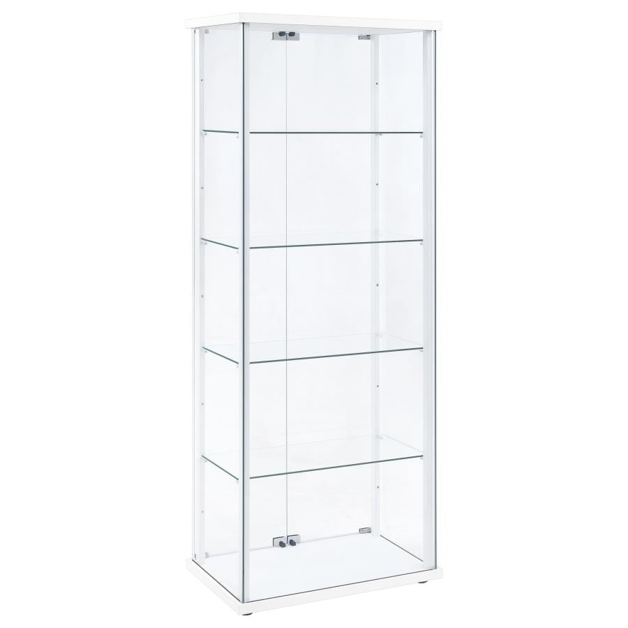 Delphinium 4-Shelf Clear Glass Curio Display Cabinet White