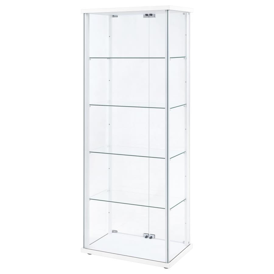 Delphinium 4-Shelf Clear Glass Curio Display Cabinet White