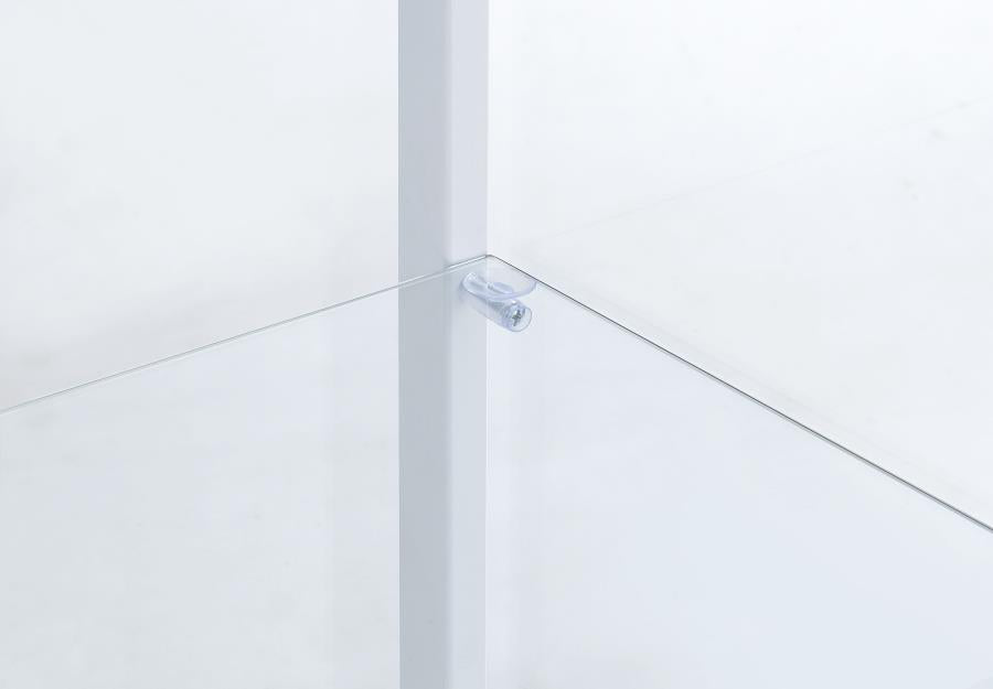 Delphinium 4-Shelf Clear Glass Curio Display Cabinet White