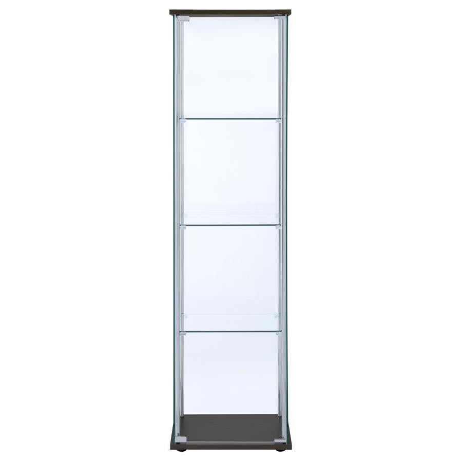 Bellatrix 3-shelf Clear Glass Curio Cabinet Cappuccino