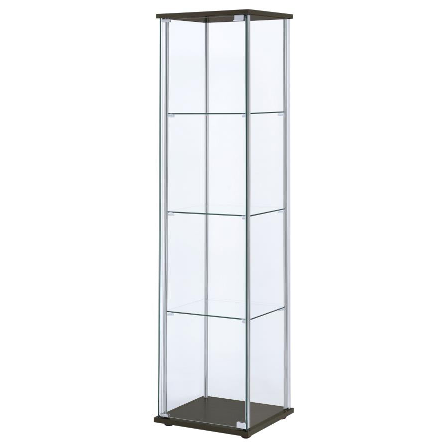 Bellatrix 3-shelf Clear Glass Curio Cabinet Cappuccino