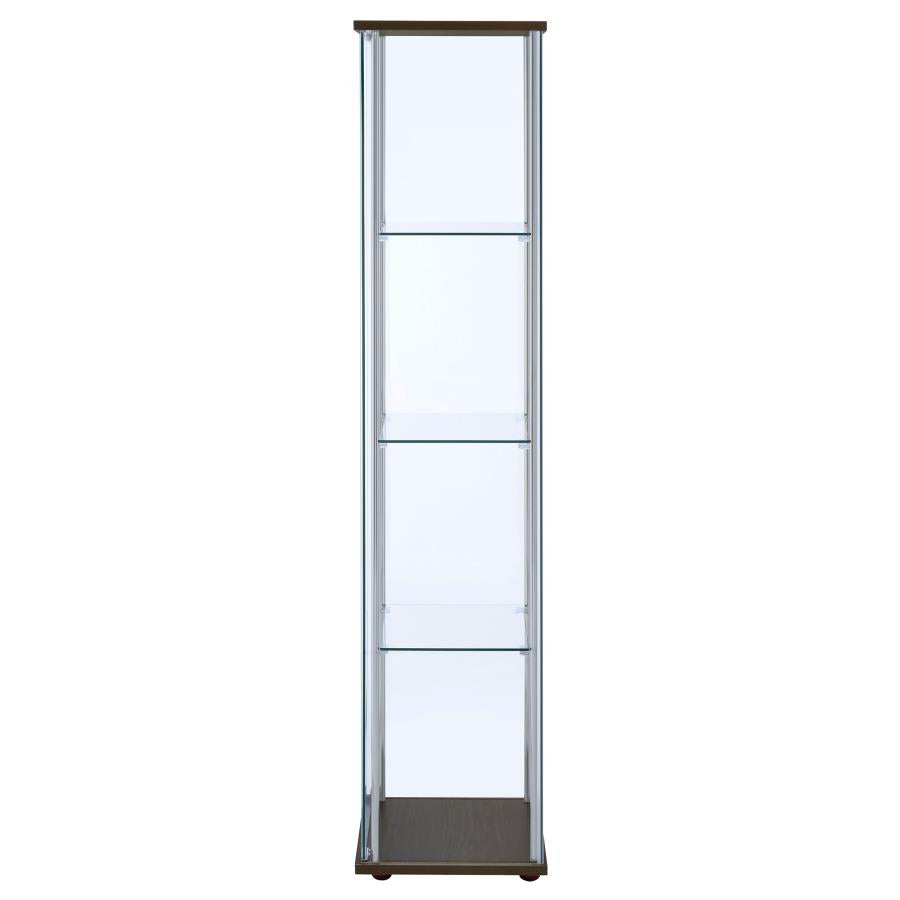 Bellatrix 3-shelf Clear Glass Curio Cabinet Cappuccino