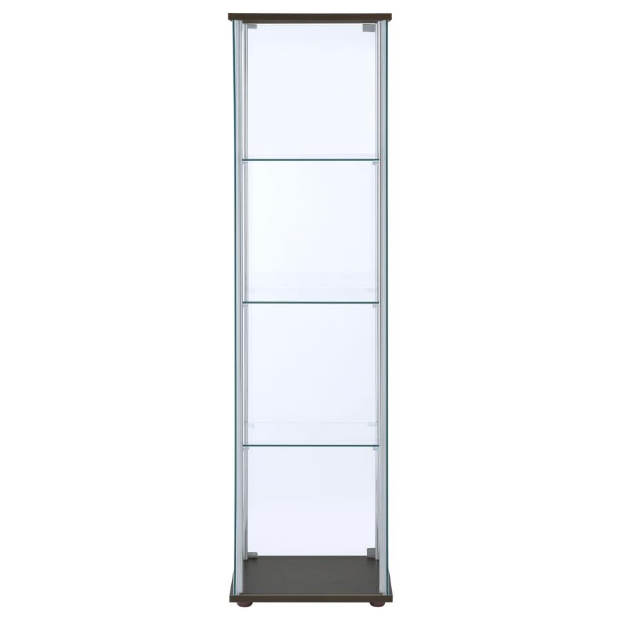 Bellatrix 3-shelf Clear Glass Curio Cabinet Cappuccino