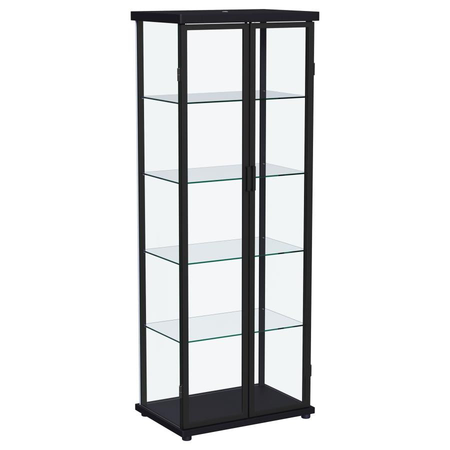 Carrillo LED 4-Shelf Glass Curio Display Cabinet Black