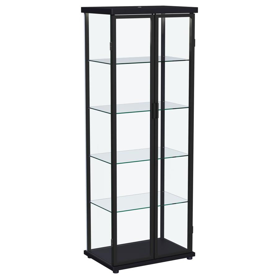Carrillo LED 4-Shelf Glass Curio Display Cabinet Black
