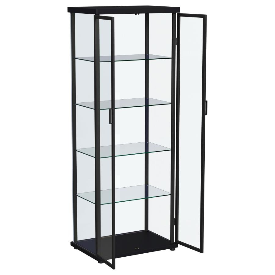 Carrillo LED 4-Shelf Glass Curio Display Cabinet Black