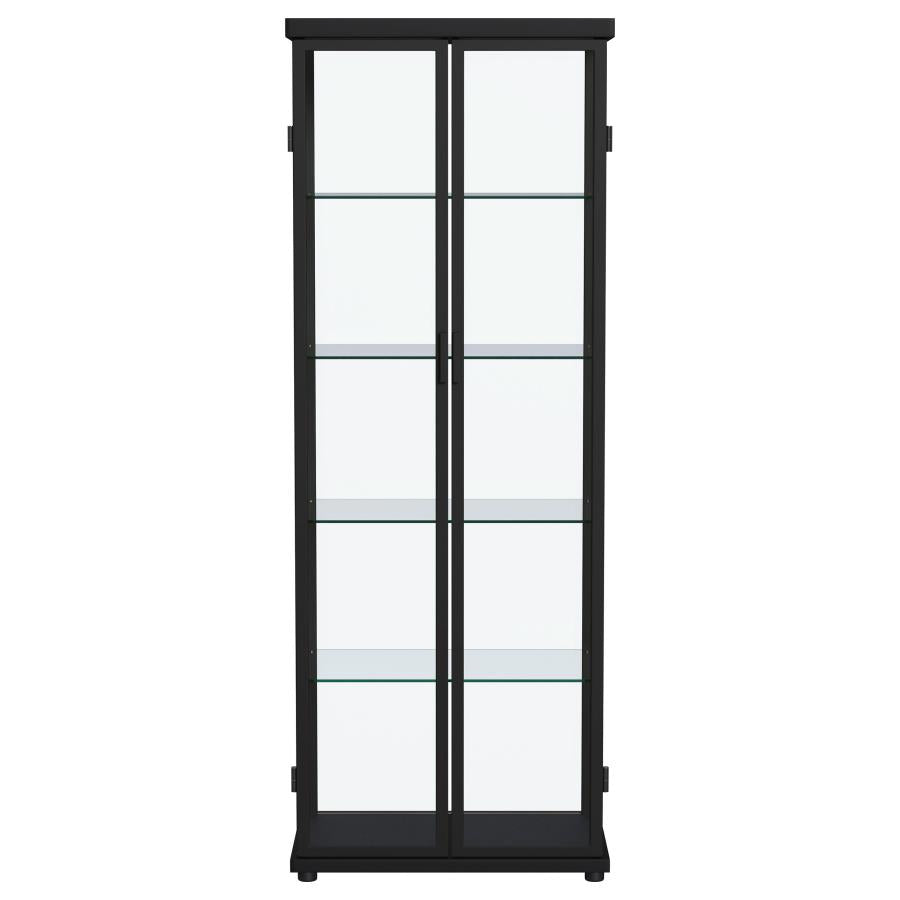 Carrillo LED 4-Shelf Glass Curio Display Cabinet Black