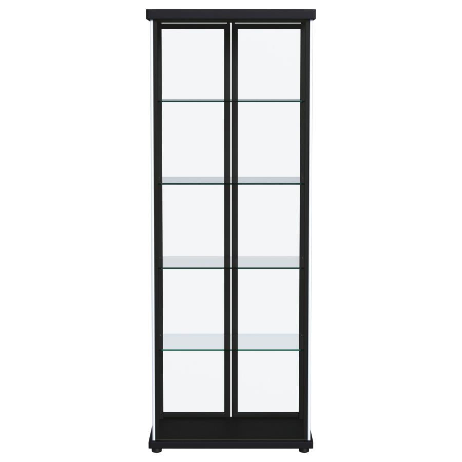 Carrillo LED 4-Shelf Glass Curio Display Cabinet Black