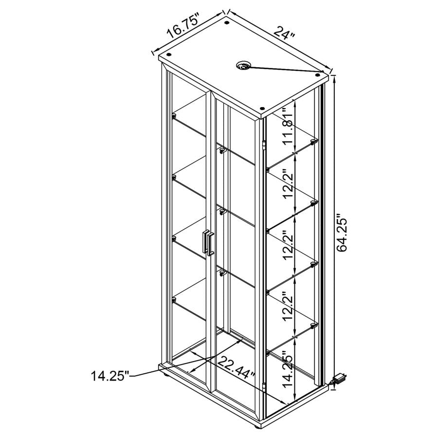 Carrillo LED 4-Shelf Glass Curio Display Cabinet Black