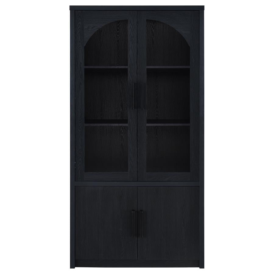 Riva 4-door Tall Accent Display Cabinet LED Lighting Black