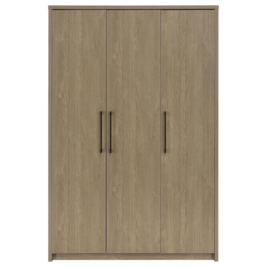 Cerda 3-door Bedroom Wardrobe Storage Cabinet Armoire Latte