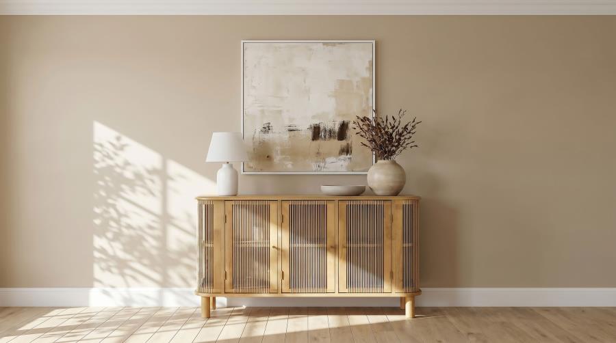 Ervine 3-Door Rope Panel Sideboard Accent Storage Cabinet Natural