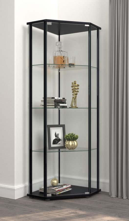 Zenobia 3-shelf Curio Cabinet Display Case Black