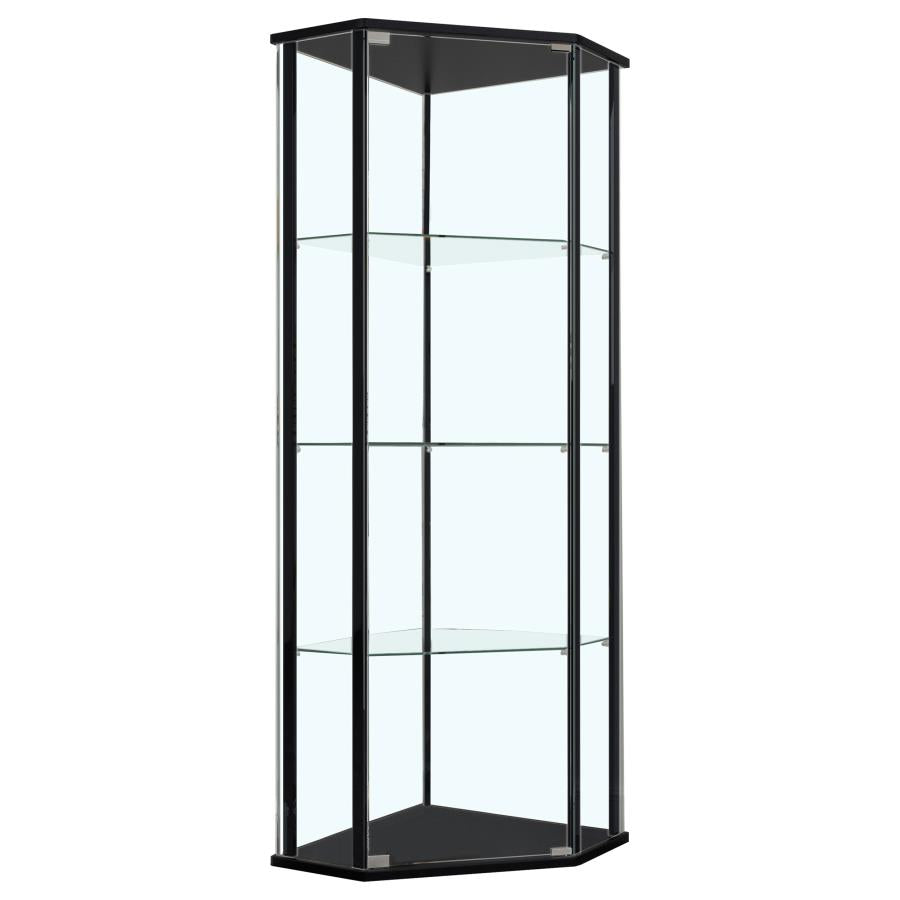 Zenobia 3-shelf Curio Cabinet Display Case Black