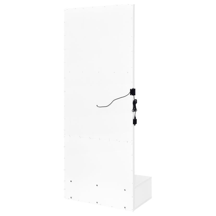 Spector 1-drawer Lighted Full-Length Floor Mirror White High Gloss
