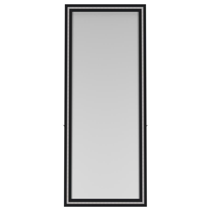 Windrose 28 x 67 Inch Tempered LED Standing Mirror Black